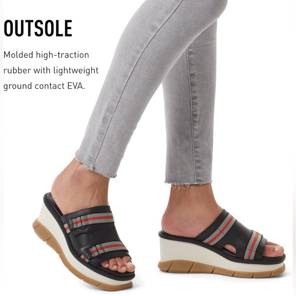 Sorel Joanie III Leather Chunky Platform Slide Sandals Black Gum Size: 11 - Picture 1 of 12